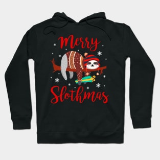 Merry Slothmas Sloth In Santa Hat Christmas Gift Hoodie